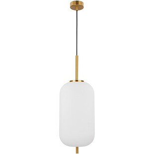 Lampa wisząca szklana glamour Tamo 22 biało-mosiężna
