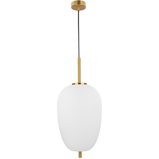 Lampa wisząca szklana glamour Tamo 27 biało-mosiężna