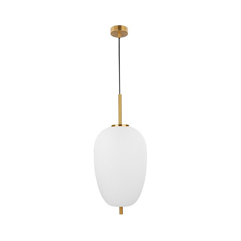 Lampa wisząca szklana glamour Tamo | Biało-mosiężna 27cm