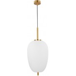 Lampa wisząca szklana glamour Tamo | Biało-mosiężna 27cm