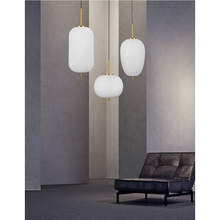 Lampa wisząca szklana glamour Tamo | Biało-mosiężna 27cm