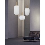 Lampa wisząca szklana glamour Tamo | Biało-mosiężna 27cm