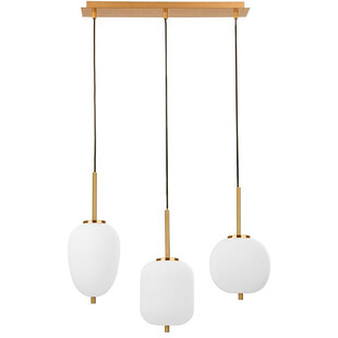 Lampa wisząca szklana potrójna glamour Tamo 53 biało-mosiężna