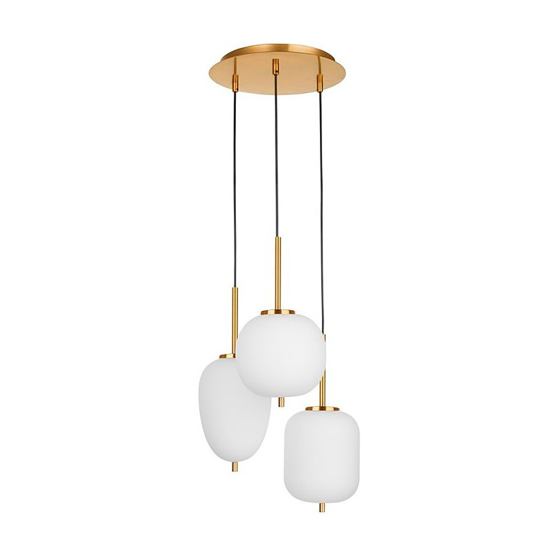 Lampa wisząca szklana Tamo | Biało-złota, 3 punktowa | Decolab24