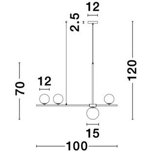 Lampa wisząca Bola IV | Szkło biało-czarne 100cm | Decolab24