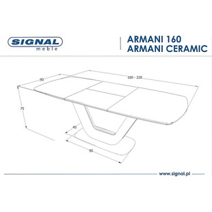 Stół rozkładany Armani Signal | Biały marmur, 160x90cm