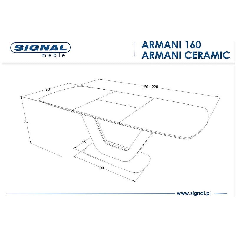 Stół rozkładany Armani Signal | Biały marmur, 160x90cm