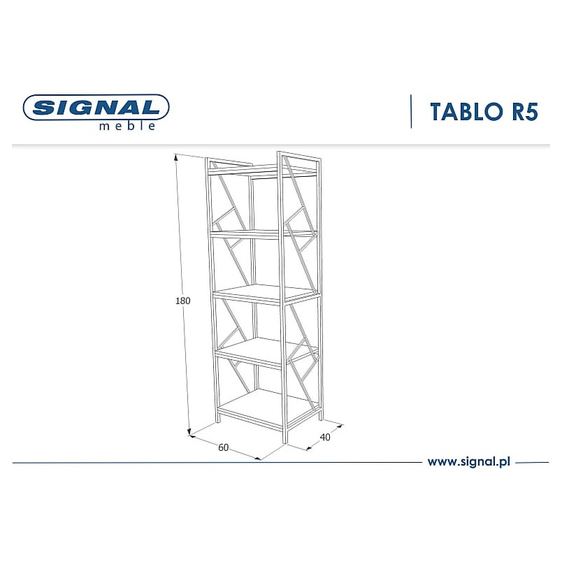 Regał industrialny Tablo R5 60cm Signal - Styl i funkcjonalność