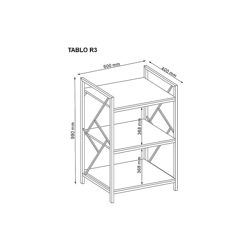 Regał Industrialny Signal Tablo R3 60cm - Ciemny Brąz