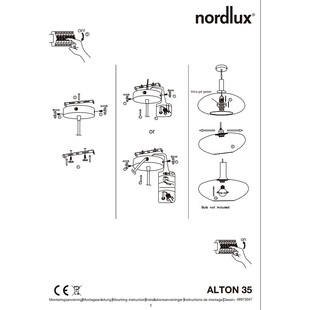 Lampa wisząca Alton czarna Nordlux | Szkło, E27, 35cm