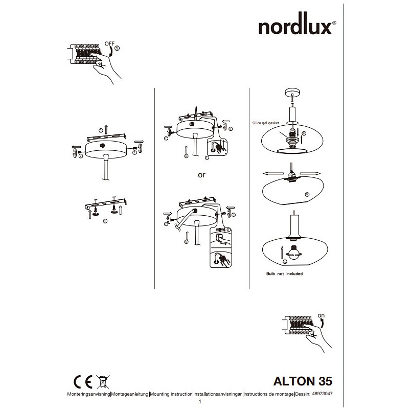 Lampa wisząca Alton czarna Nordlux | Szkło, E27, 35cm
