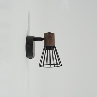 Kinkiet Loft Manama - czarny metal, drewno | Brilliant