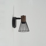 Kinkiet Loft Manama - czarny metal, drewno | Brilliant