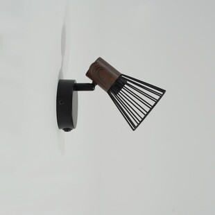 Kinkiet Loft Manama - czarny metal, drewno | Brilliant