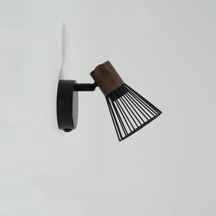 Kinkiet Loft Manama - czarny metal, drewno | Brilliant