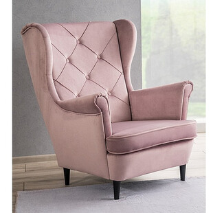 Fotel welurowy Chesterfield Lady Velvet różowy | Signal