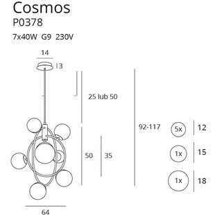 Lampa wisząca Cosmos | Multikolor, Złoty | MaxLight