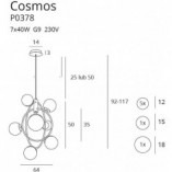 Lampa wisząca Cosmos | Multikolor, Złoty | MaxLight