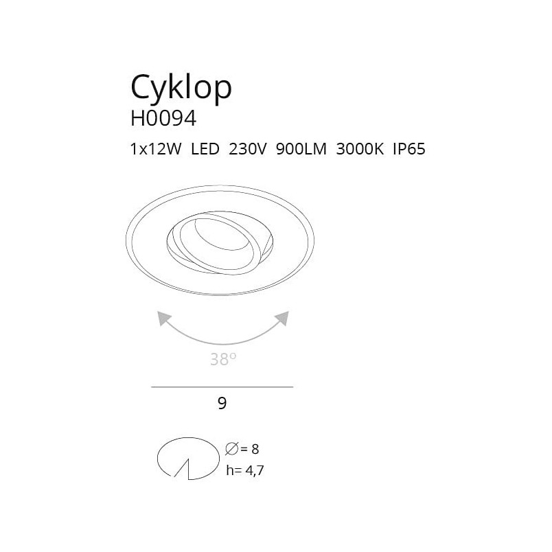 Oprawa łazienkowa Cyklop 9cm LED biała - MaxLight | Downlight IP65