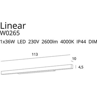 Kinkiet LED Linear biały 113cm - MaxLight | Oświetlenie łazienkowe