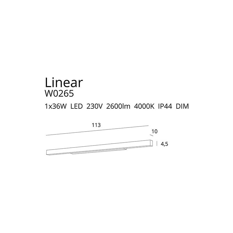 Kinkiet LED Linear biały 113cm - MaxLight | Oświetlenie łazienkowe