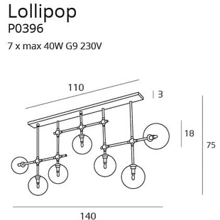 Lampa sufitowa szklane kule Lollipop przezroczysto-czarna marki MaxLight