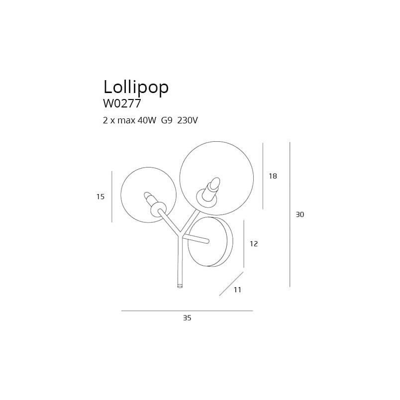 Kinkiet Lollipop - podwójny, szklane kule, czarny | MaxLight