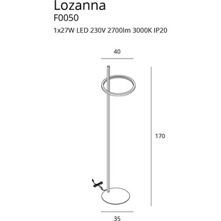 Lampa podłogowa glamour Lozanna LED złota MaxLight | Sklep