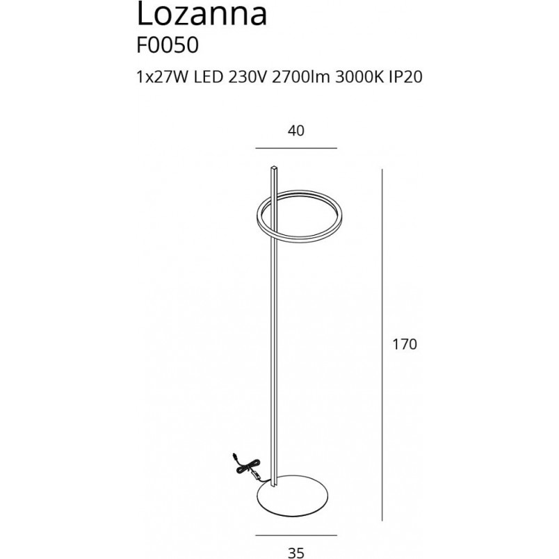 Lampa podłogowa glamour Lozanna LED złota MaxLight | Sklep