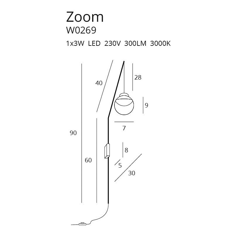 Kinkiet LED Zoom Czarny MaxLight | Designerski i Nowoczesny
