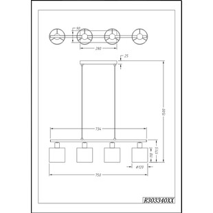 Lampa wisząca Tommy IV czarna Trio Reality | 75cm