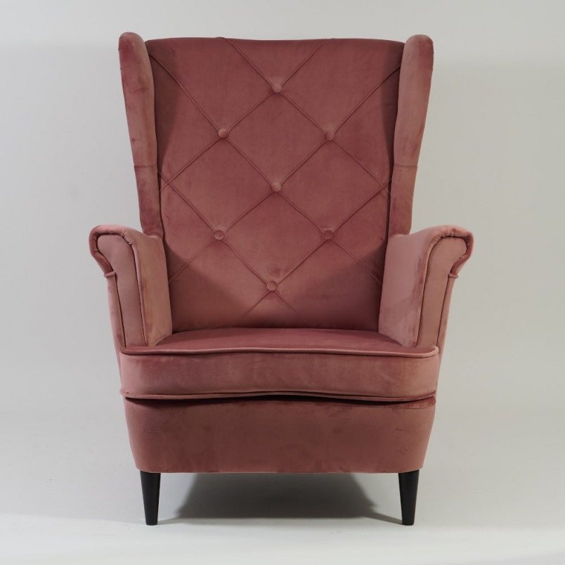Fotel welurowy Chesterfield Lady Velvet różowy | Signal