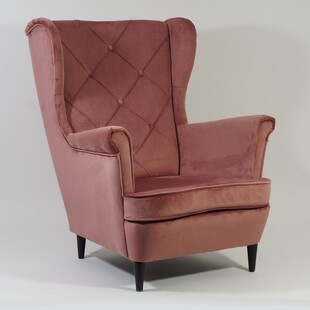Fotel welurowy Chesterfield Lady Velvet różowy | Signal