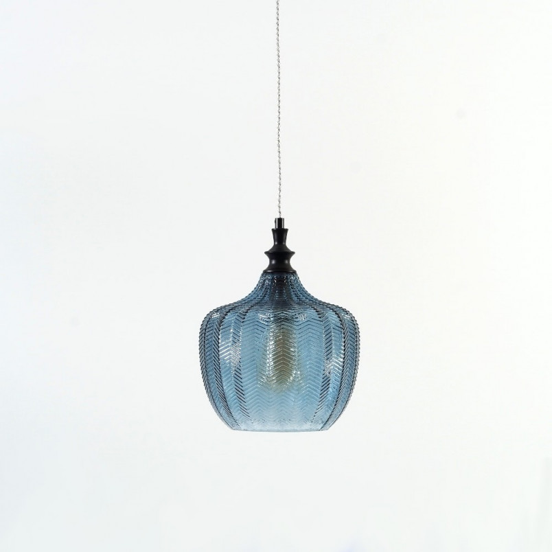 Lampa wisząca szklana niebieska Omnia 24cm | Decolab24