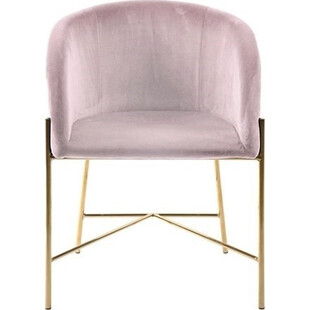 Fotel/krzesło welurowe na złotych nogach Nelson różowy/złoty marki Actona