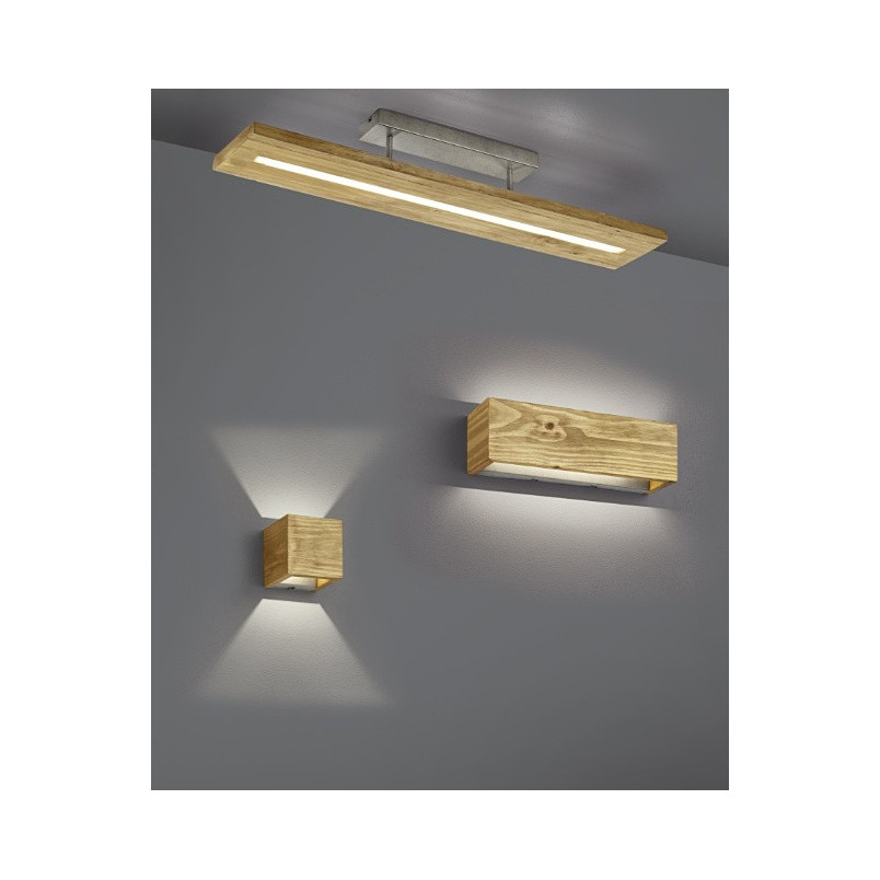 Kinkiet drewniany Brad LED Trio | Naturalny design