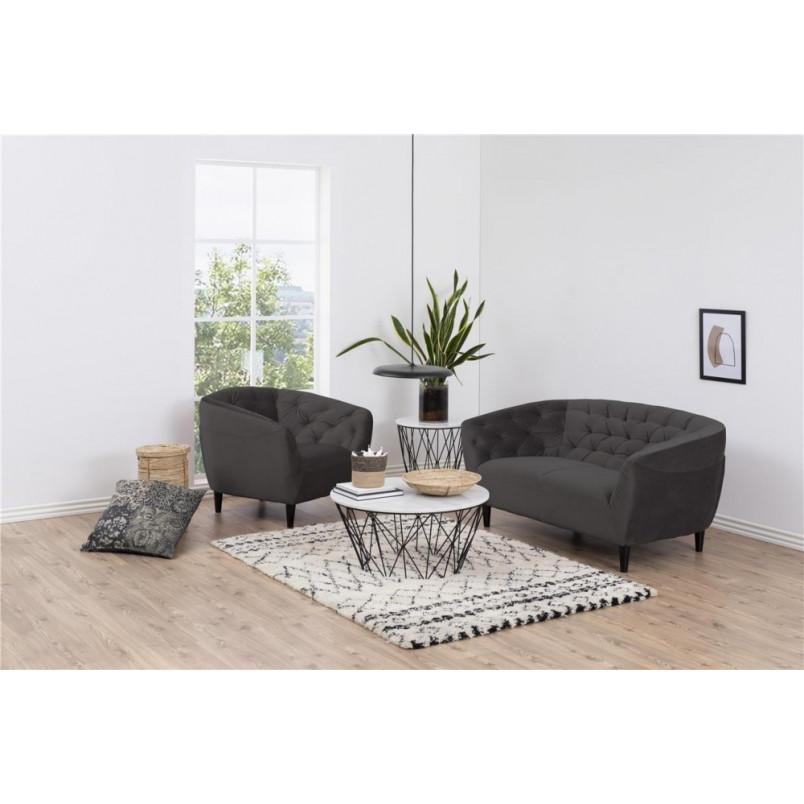 Sofa welurowa 2-os. Ria Actona | Szara, 150cm - Stylowy salon