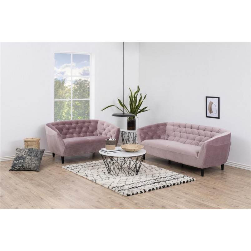 Sofa welurowa 2-os. Ria Actona | Różowa, 150cm - Stylowy Salon