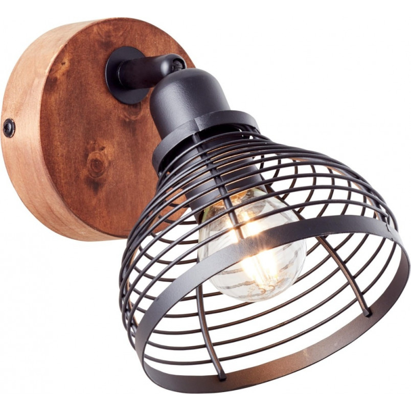 Kinkiet loft czarny z drewnem Avia Brilliant | Sklep z lampami