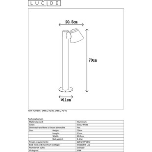 Słupek ogrodowy Dingo 70cm Czarny | Lucide - Lampa LED
