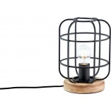 Lampa stołowa Gwen | Loftowa lampa z drewna i metalu
