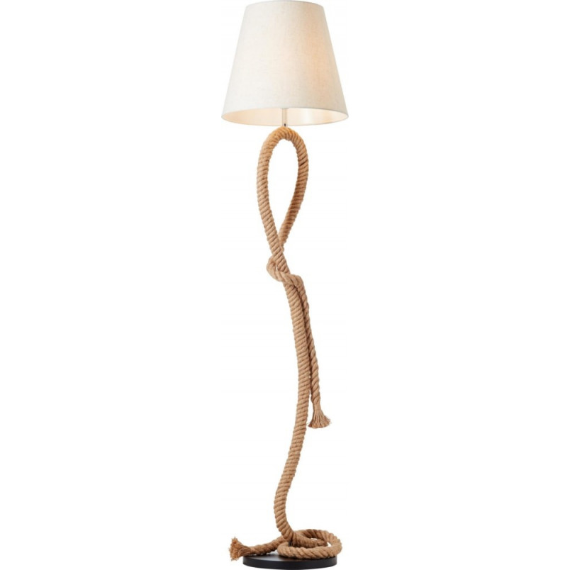 Lampa podłogowa rustykalna Brilliant - Styl Hampton, Biały Abażur