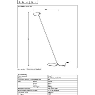 Lampa podłogowa biała Hester | Minimalistyczny design Lucide