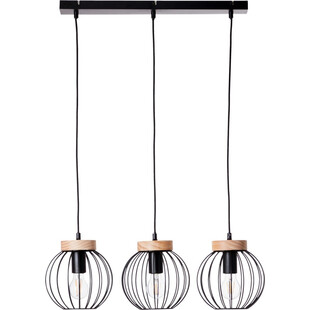 Lampa wisząca Sorana III - czarna, metalowa, 3 punkty | Brilliant