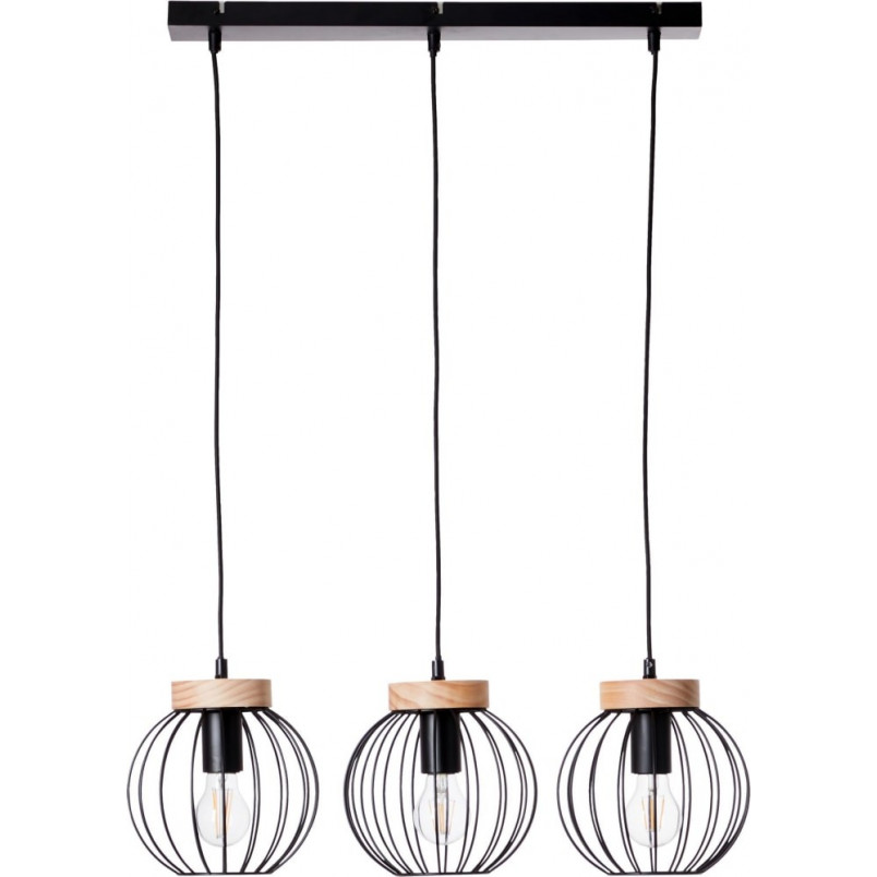 Lampa wisząca Sorana III - czarna, metalowa, 3 punkty | Brilliant