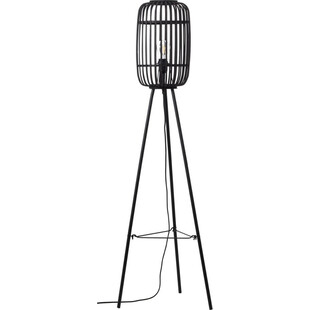Lampa podłogowa bambusowa boho Woodrow ciemne drewno/czarny marki Brilliant