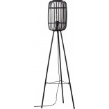 Lampa podłogowa bambusowa Woodrow | Styl Boho, Brąz/Czarny - Brilliant