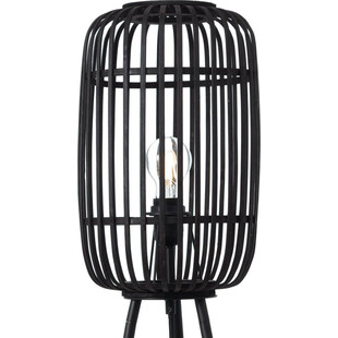 Lampa podłogowa bambusowa Woodrow | Styl Boho, Brąz/Czarny - Brilliant