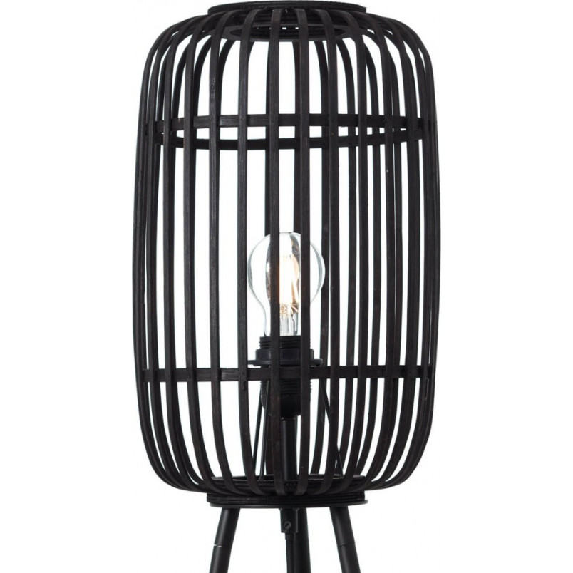 Lampa podłogowa bambusowa Woodrow | Styl Boho, Brąz/Czarny - Brilliant