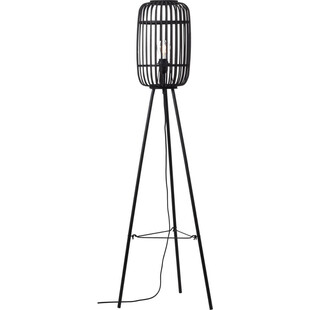 Lampa podłogowa bambusowa boho Woodrow ciemne drewno/czarny marki Brilliant